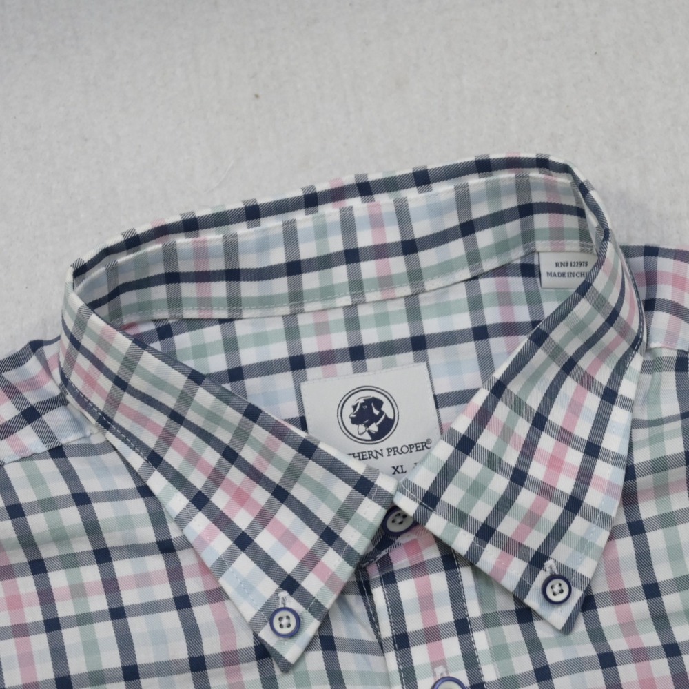 Southern Proper Dress Shirt Plaid Long Sleeve Button Up Mens Size Medium - Picture 7 of 11